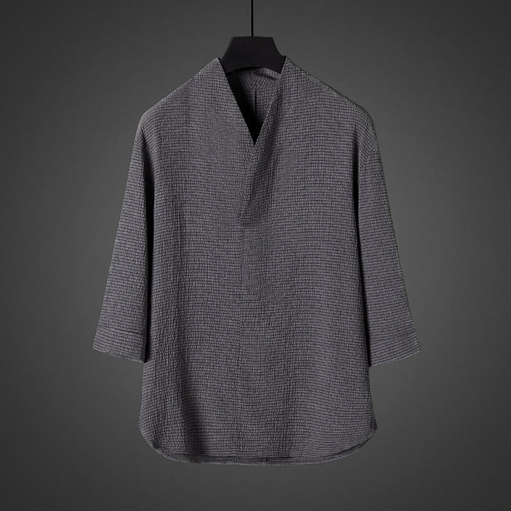 Buddha Stones Casual V-Neck Three Quarter Sleeve Men's Shirt - DarkGray - US/UK/AU46，EU56 (5XL) - image 2