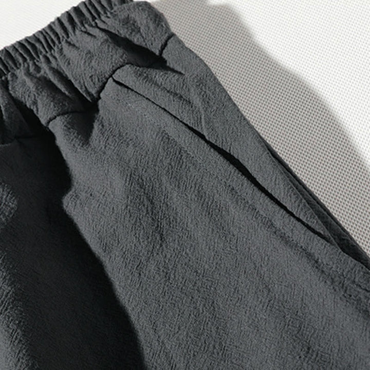 Buddha Stones 2Pcs Plain Notched Collar T-Shirt Wide Leg Shorts With Pockets Men's Meditation Cloth Set - image 13