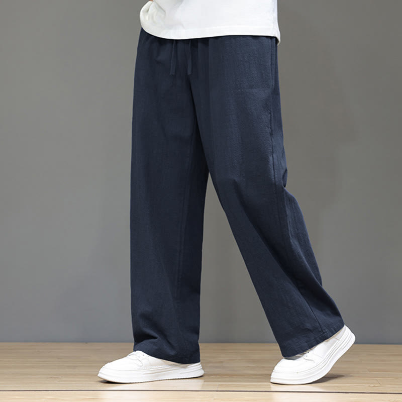 Buddha Stones Summer Men's Straight Leg Pants With Pockets - SteelBlue - US/UK/AU46，EU56 (5XL) - image 0