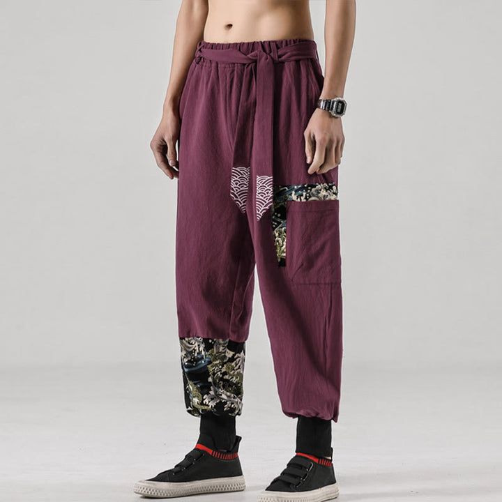 Buddha Stones Ocean Waves Lace-up Men's Harem Pants With Pockets - image 18