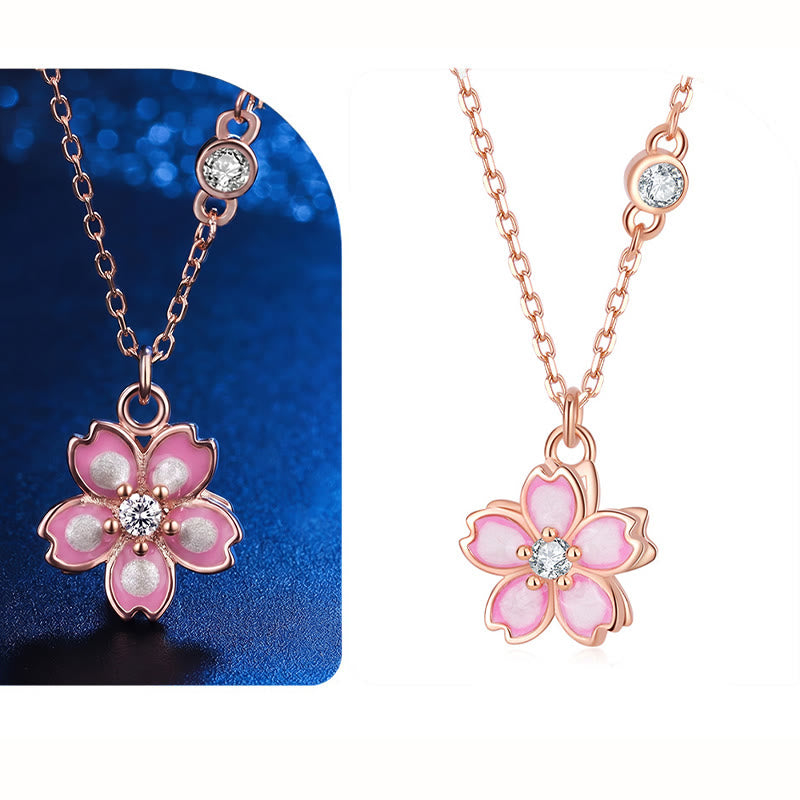 Buddha Stones 925 Sterling Silver Cherry Blossom Flower Rotatable Protection Necklace Pendant - image 9