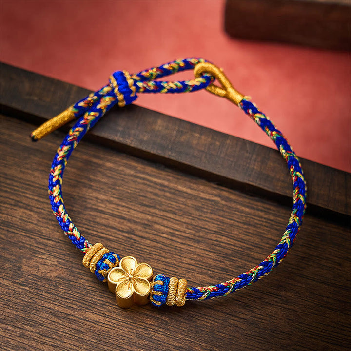 Buddha Stones Hand-Woven String Om Mani Padme Hum Peace Bracelet - Blue - With Flower Accessory - image 13