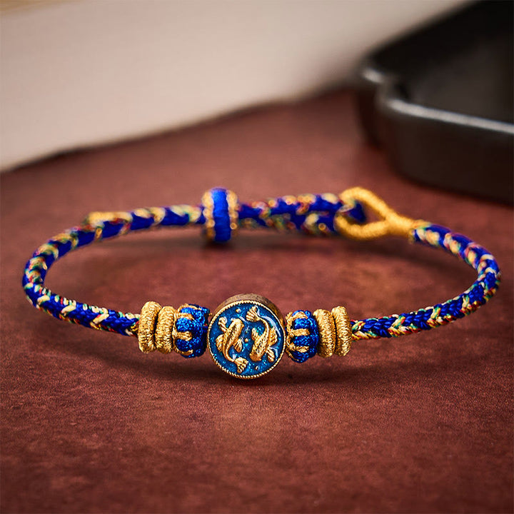 Buddha Stones Hand-Woven String Double Golden Koi Fish Strength Rope Bracelet - image 11