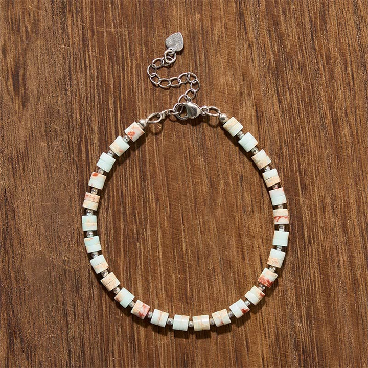 Buddha Stones Amethyst Tiger's Eye Rose Quartz Blue Spot Jasper Black Obsidian Calm Flat Bead Bracelet - image 31