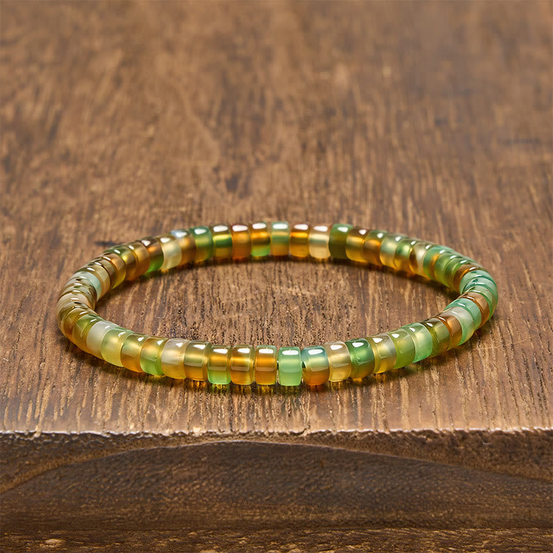 Buddha Stones Natural Green Agate Faceted Rondelle Healing Bracelet - Green Agate (Wrist Circumference: 14-15cm) - image 0