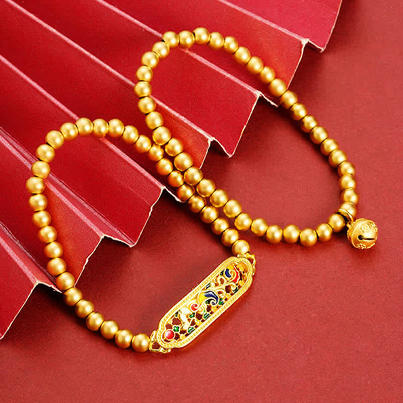 Buddha Stones Copper Peacock Enamel Self Confidence Beaded Charm Bracelet - image 9