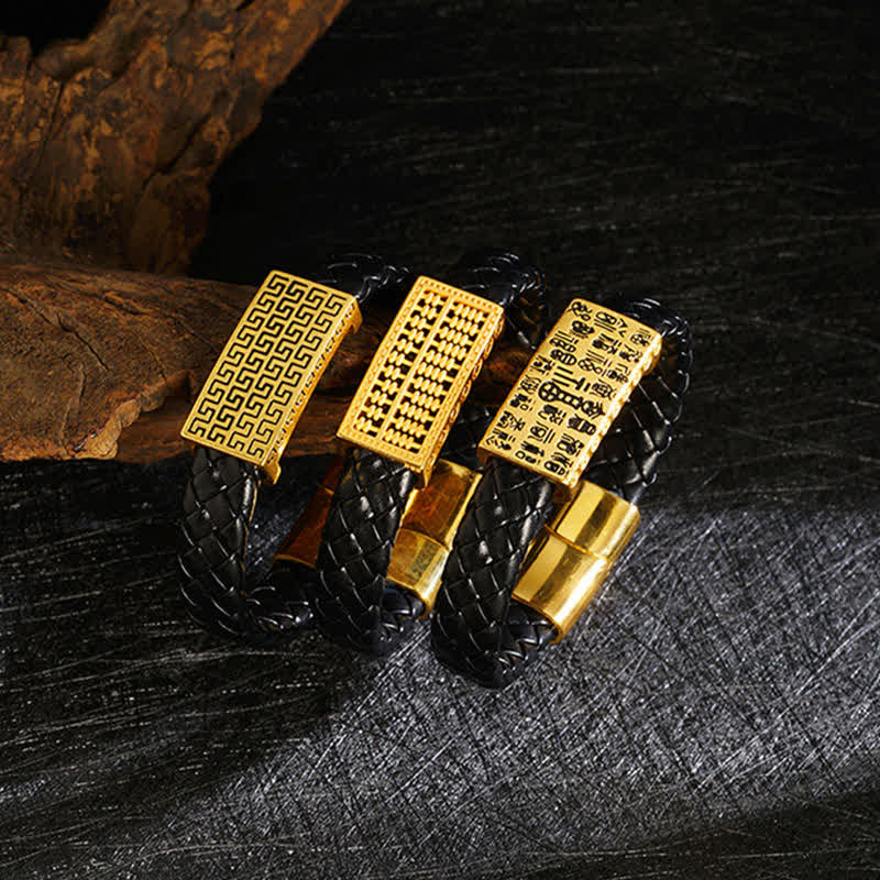 Buddha Stones Braided Leather Pi Xiu Fu Character Wealth Bracelet - image 16