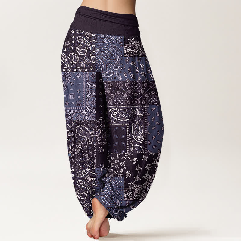 Buddha Stones Pure Cotton Elegant Paisley Pattern Women's Elastic Waist Harem Pants - image 9