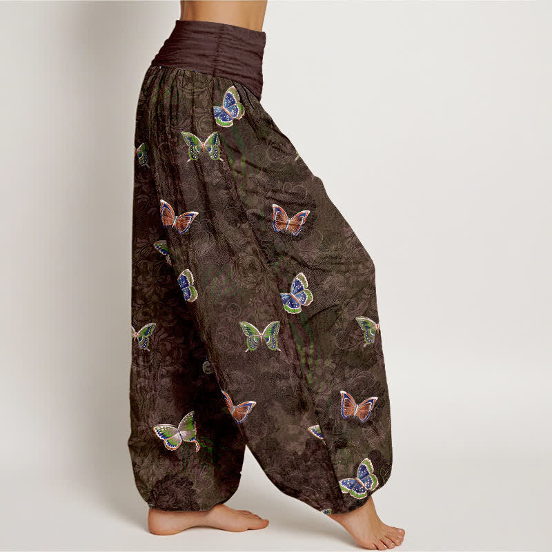 Buddha Stones Pure Cotton Butterfly Vine Pattern Women's Elastic Waist Harem Pants - image 10
