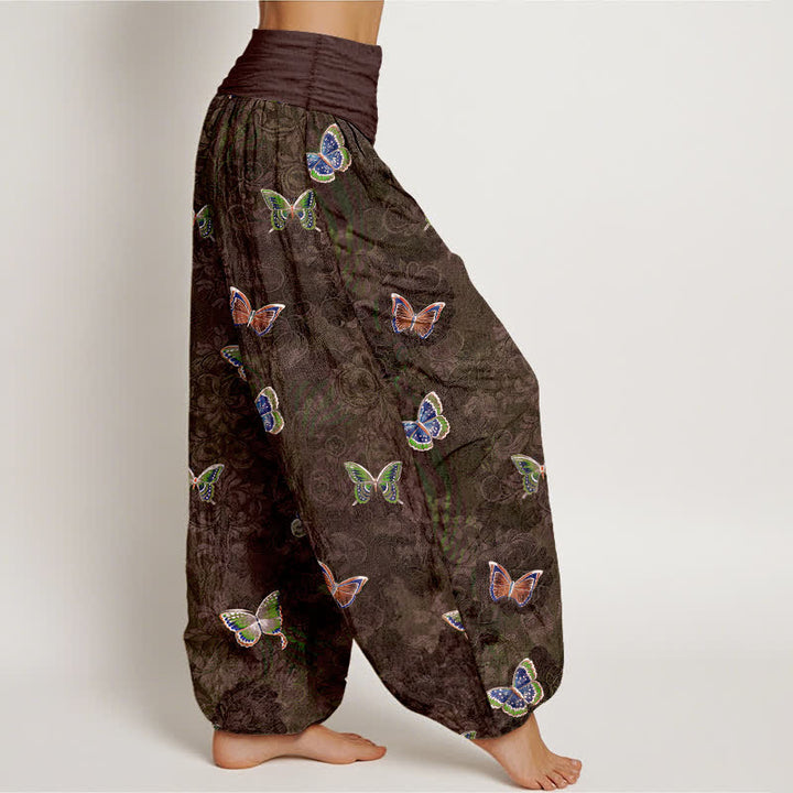 Buddha Stones Pure Cotton Butterfly Vine Pattern Women's Elastic Waist Harem Pants - image 10