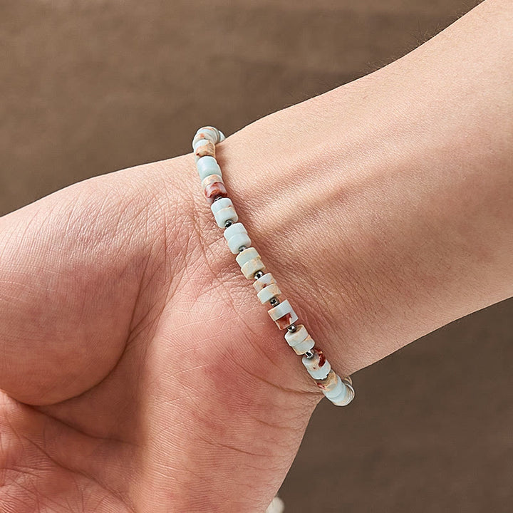Buddha Stones Amethyst Tiger's Eye Rose Quartz Blue Spot Jasper Black Obsidian Calm Flat Bead Bracelet - image 33