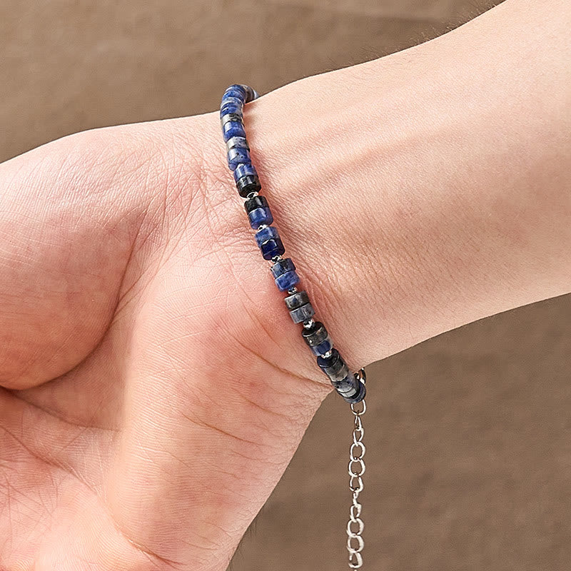 Buddha Stones Amethyst Tiger's Eye Rose Quartz Blue Spot Jasper Black Obsidian Calm Flat Bead Bracelet - image 18