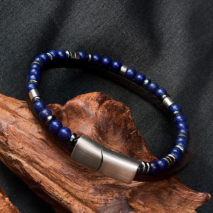 Buddha Stones Lapis Lazuli Truth Double Wrap Leather Bracelet - image 20