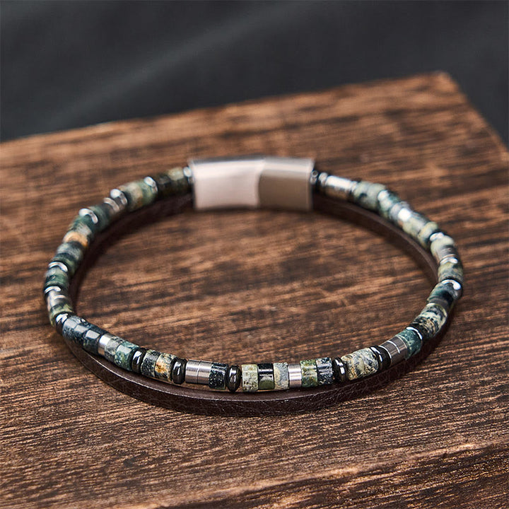 Buddha Stones Lapis Lazuli Truth Double Wrap Leather Bracelet - image 10
