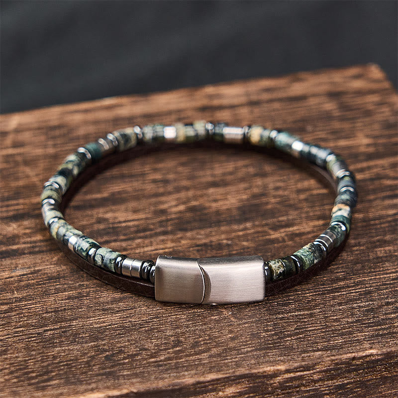 Buddha Stones Lapis Lazuli Truth Double Wrap Leather Bracelet - image 11