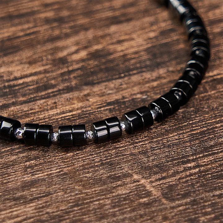 Buddha Stones Amethyst Tiger's Eye Rose Quartz Blue Spot Jasper Black Obsidian Calm Flat Bead Bracelet - image 22