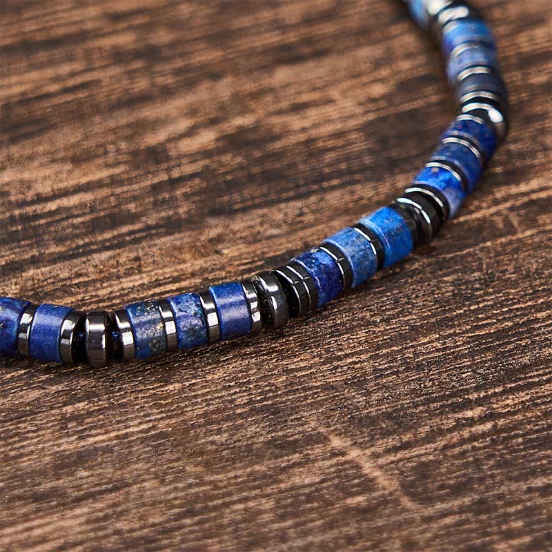 Buddha Stones Natural Lapis Lazuli Amethyst Frosted Stone Protective Bead Bracelet - image 2