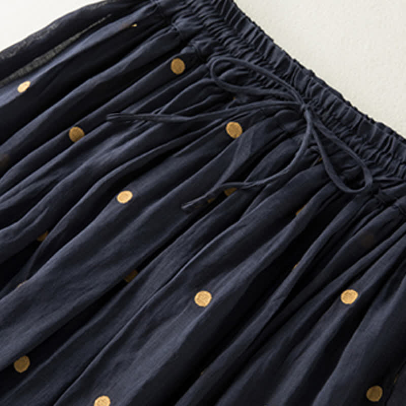 Buddha Stones Artistic Vintage Dot Pattern Women's Pleated Skirt - image 16