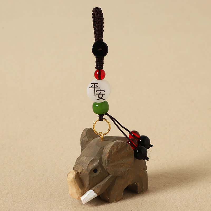 Buddha Stones Natural Wood Elephant Peace Om Mani Padme Hum Purity Keychains - Elephant Peace - image 2