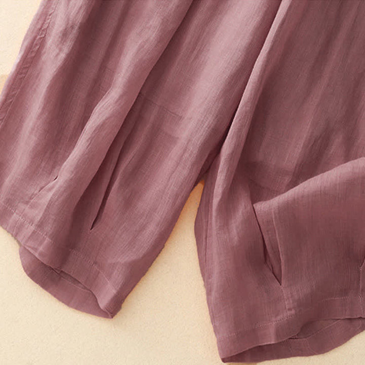 Buddha Stones Casual Loose Double Layer 7-8 Length Cropped Pants Women's Pants With Pockets - image 20