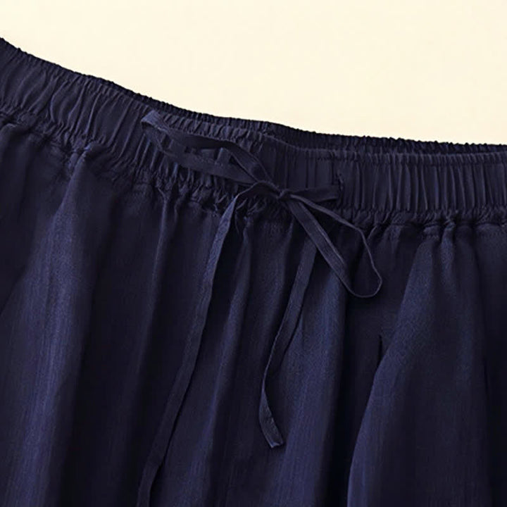 Buddha Stones Casual Loose Double Layer 7-8 Length Cropped Pants Women's Pants With Pockets - image 7