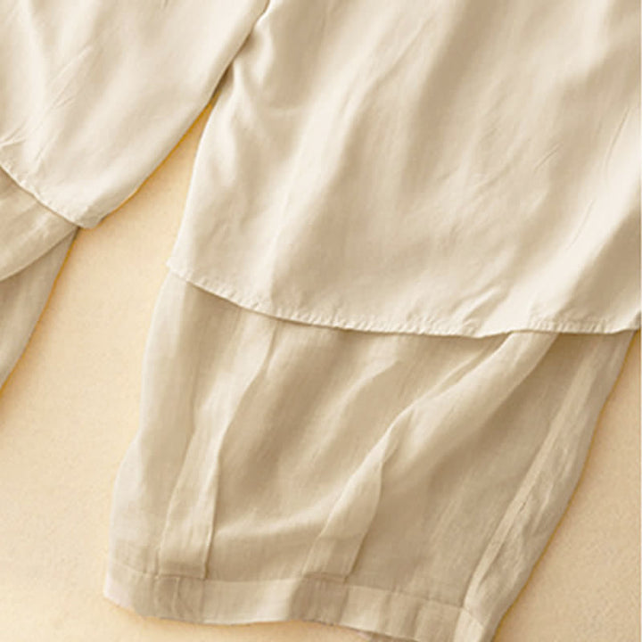 Buddha Stones Casual Loose Double Layer 7-8 Length Cropped Pants Women's Pants With Pockets - image 23