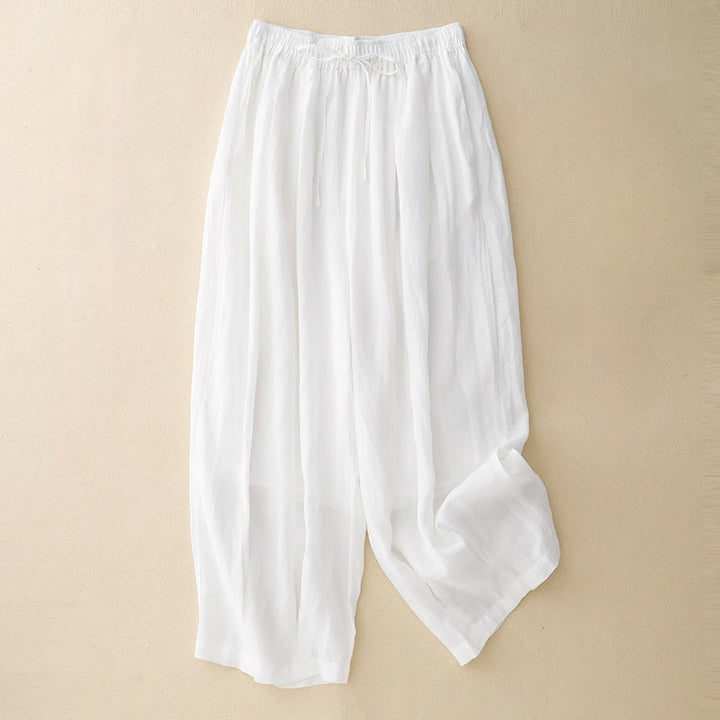 Buddha Stones Casual Loose Double Layer 7-8 Length Cropped Pants Women's Pants With Pockets - White - US14，UK/AU18，EU46 (2XL) - image 11