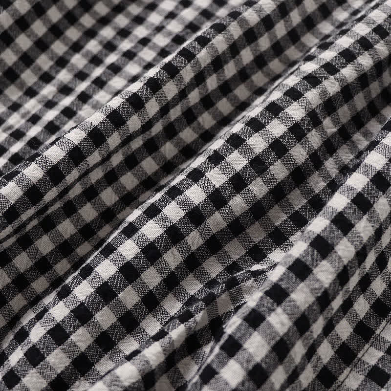 Buddha Stones Long Sleeve Plaid Simple Buttons Ruffled Design Midi Dress With Pockets - image 18