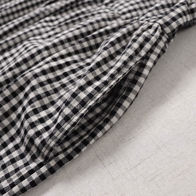 Buddha Stones Long Sleeve Plaid Simple Buttons Ruffled Design Midi Dress With Pockets - image 13