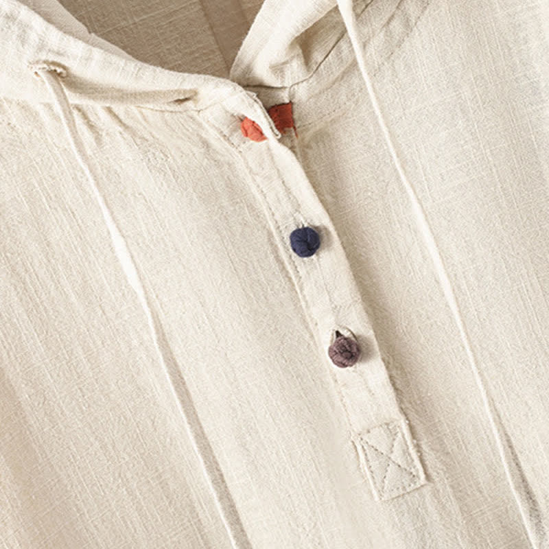 Buddha Stones Women's Plain Buttons Design Cotton Long Sleeve Hoodie With Pockets - image 3