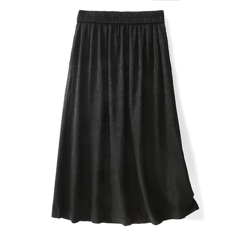 Buddha Stones Spring Summer Boho Drawstring Black Abstract Lines Women's Skirts - image 1