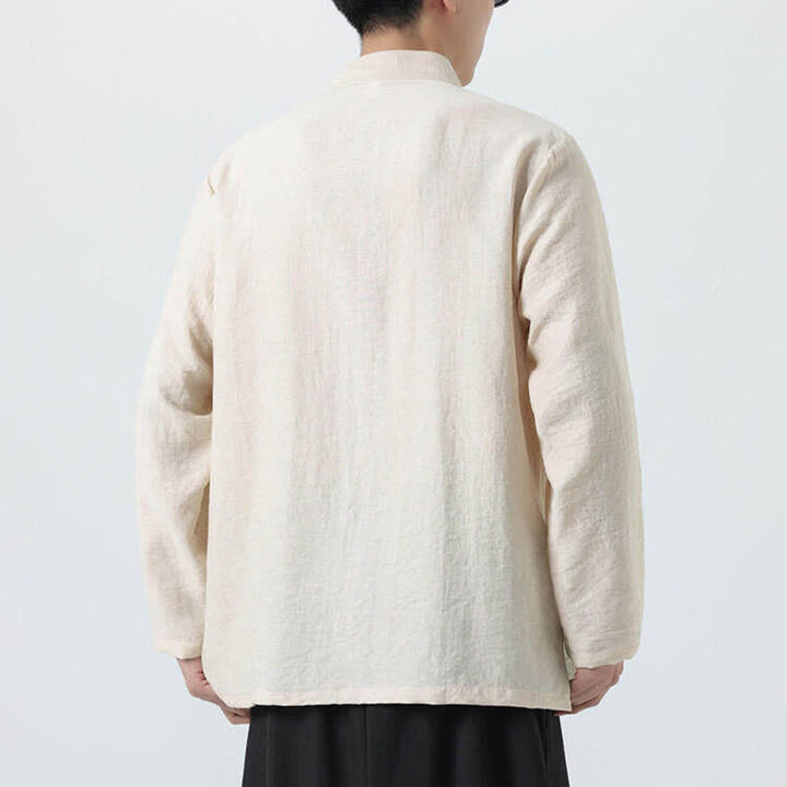 Buddha Stones Spring Tang Style Vintage Mandarin Collar Frog Button Bamboo Embroidery Men's Long Sleeve Shirts - image 20