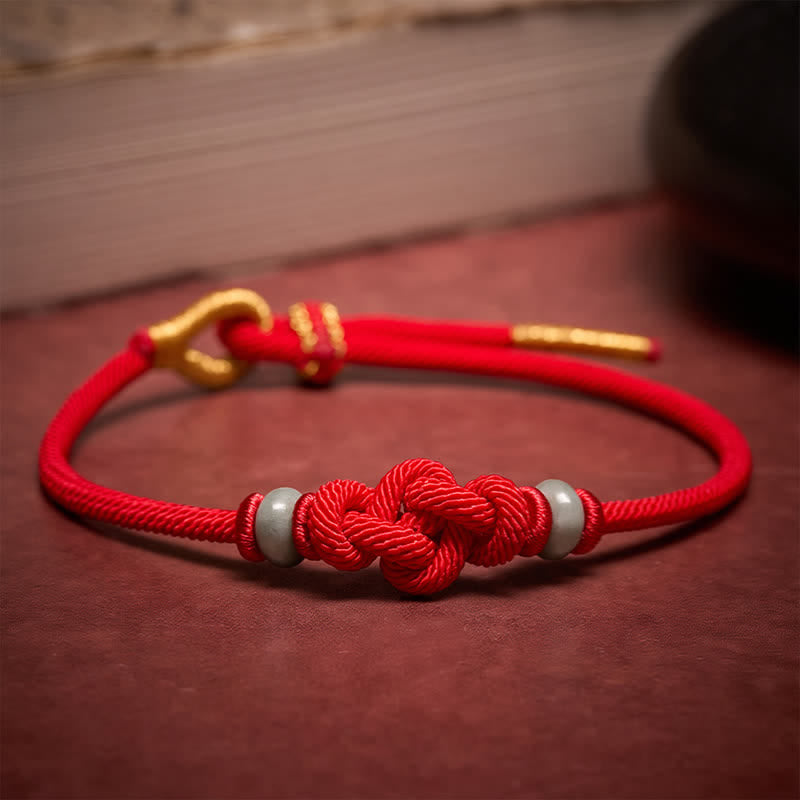 Buddha Stones Red String Ruyi Knot Protection Bracelet - Red String - image 0