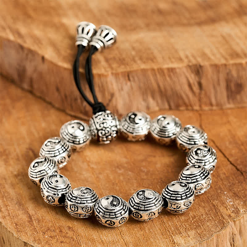Buddha Stones Copper Bagua Yin Yang Harmony Round Bead Bracelet - image 8