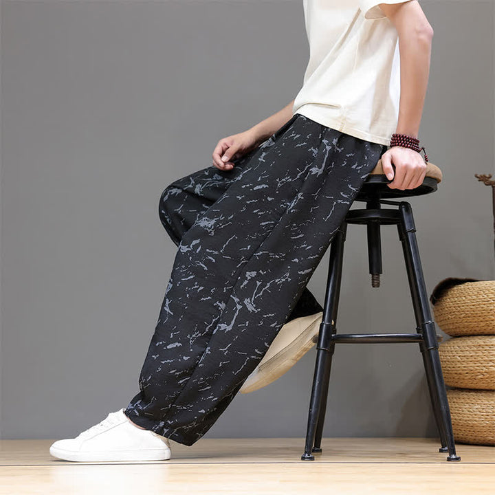 Buddha Stones Summer Casual Minimalist Drawstring Abstract Texture Pattern Ankle Pants Men's Harem Pants With Pocket - image 15