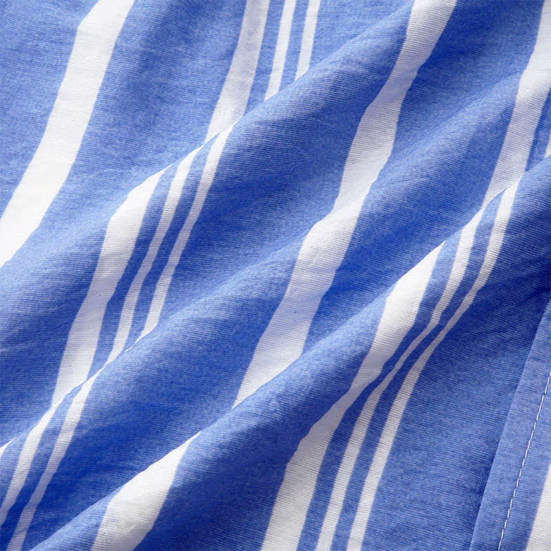 Buddha Stones Summer Casual Classic Button-Up Vertical Striped Men's Short Sleeve Shirts - image 20