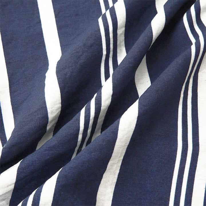 Buddha Stones Summer Casual Classic Button-Up Vertical Striped Men's Short Sleeve Shirts - image 13