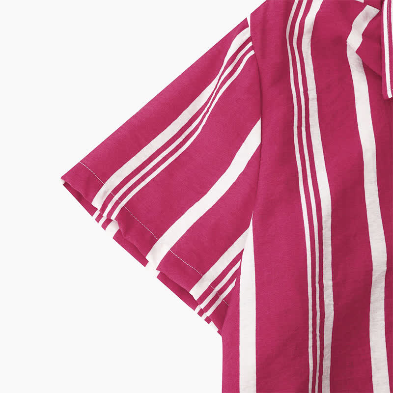 Buddha Stones Summer Casual Classic Button-Up Vertical Striped Men's Short Sleeve Shirts - image 23