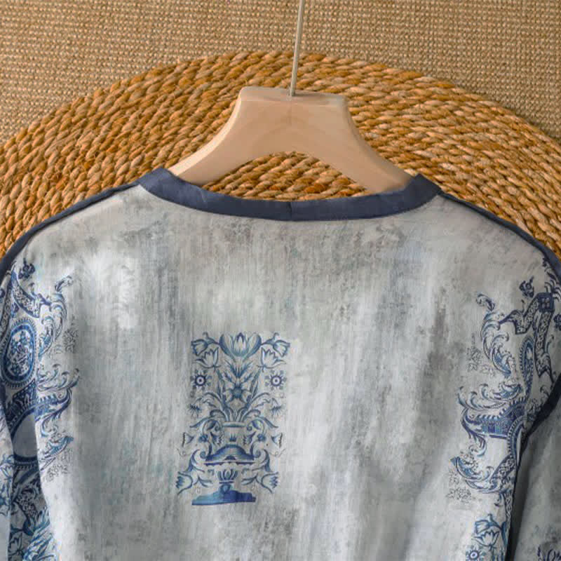 Buddha Stones Summer Casual Vintage Button-Up Floral Women's Long Sleeve Shirts With Pocket - image 3