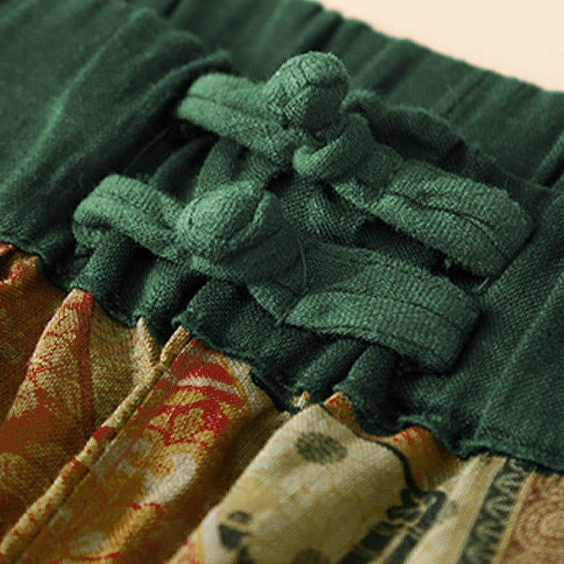 Buddha Stones Retro Casual Chinese Frog-Button Design Women's Harem Pants With Pockets - image 14