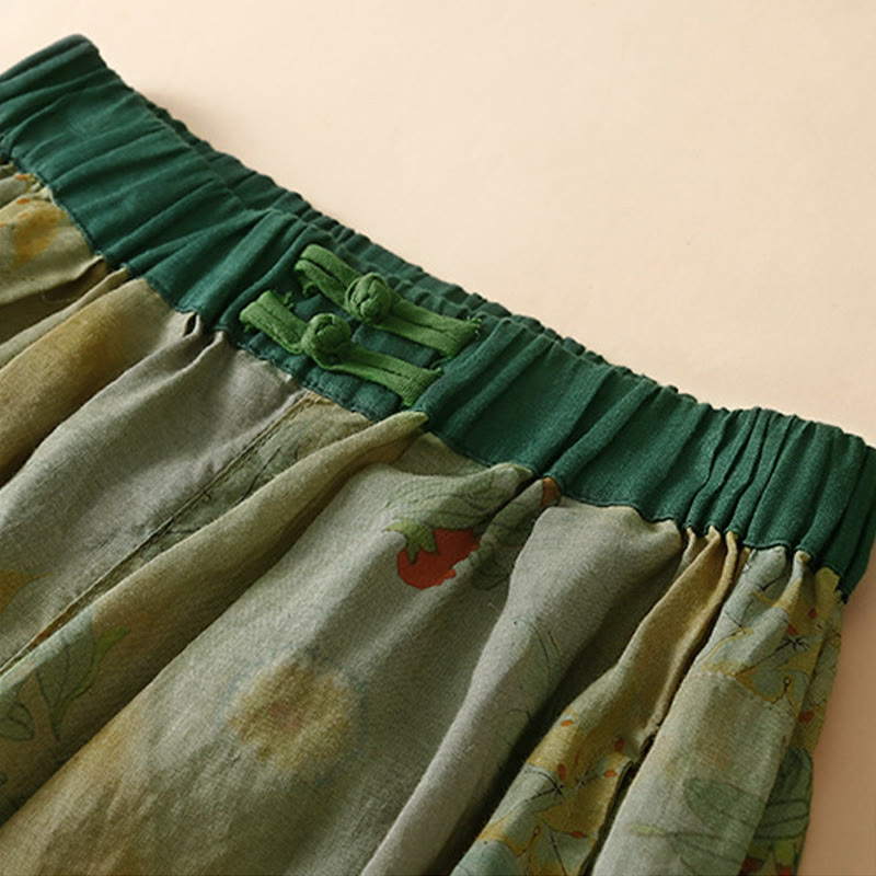 Buddha Stones Retro Casual Chinese Frog-Button Design Women's Harem Pants With Pockets - image 1