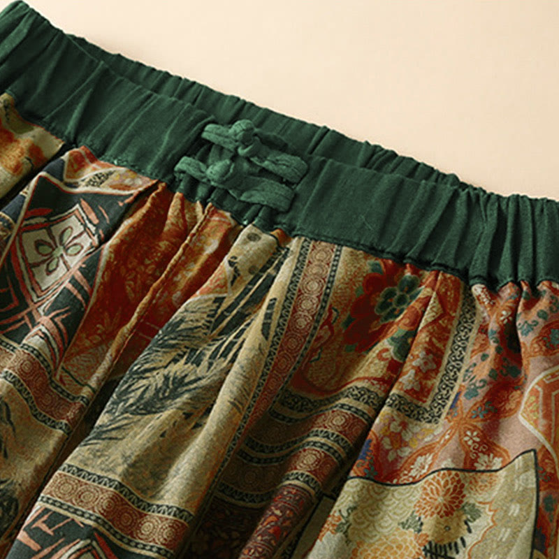 Buddha Stones Retro Casual Chinese Frog-Button Design Women's Harem Pants With Pockets - image 15