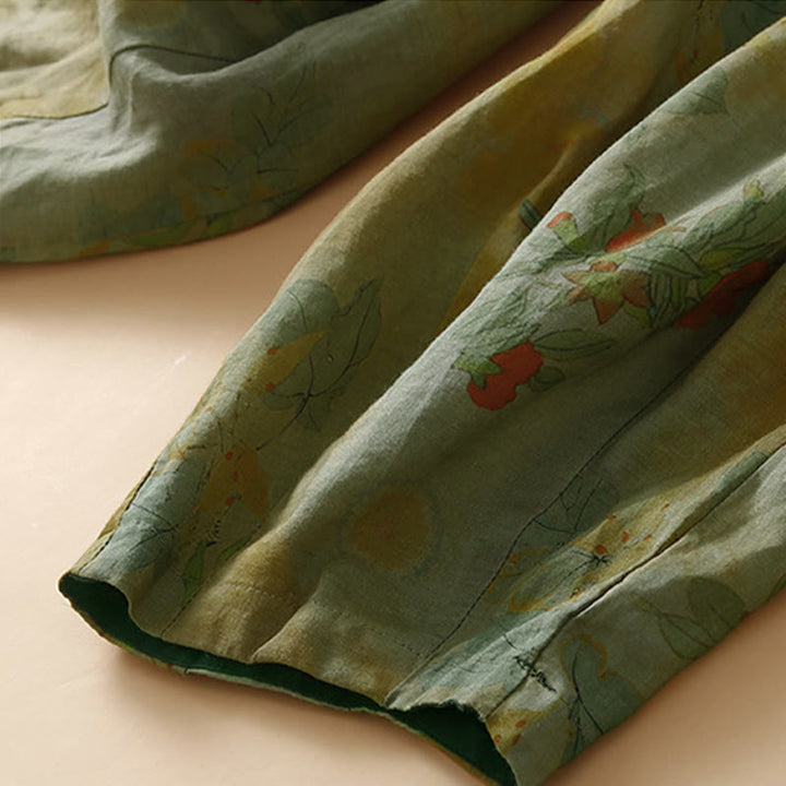 Buddha Stones Retro Casual Chinese Frog-Button Design Women's Harem Pants With Pockets - image 3