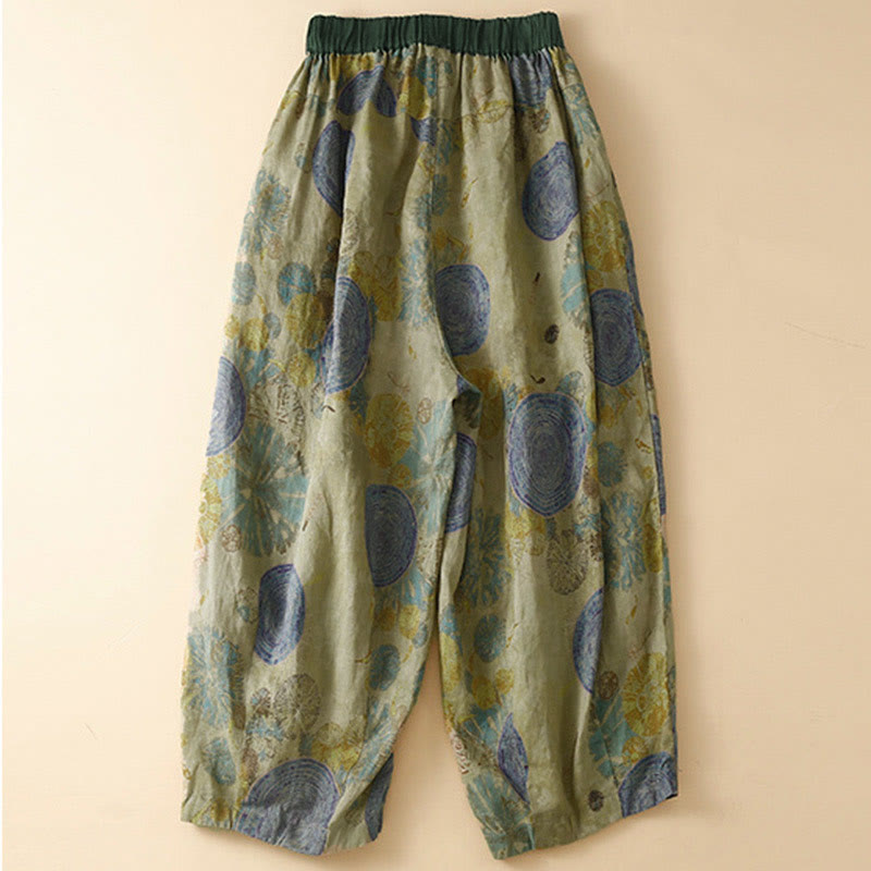 Buddha Stones Retro Casual Chinese Frog-Button Design Women's Harem Pants With Pockets - image 9