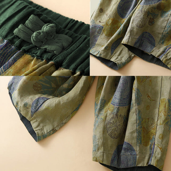 Buddha Stones Retro Casual Chinese Frog-Button Design Women's Harem Pants With Pockets - image 7