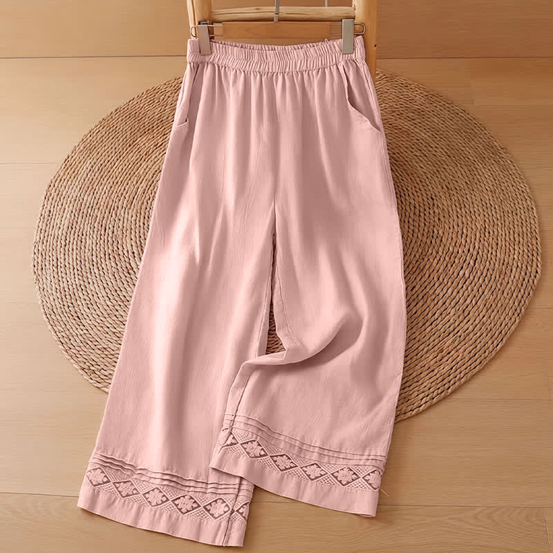 Buddha Stones Summer Casual Vintage Geometric Tank Top Hollow Hem Back Buttons Women's Sleeveless Shirts With Patch Pocket - LightPink Pants - US8-10, UK/AU12-14, EU40-42 (2XL) - image 7