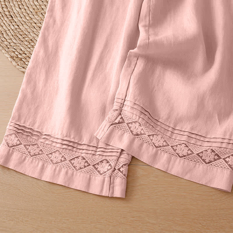 Buddha Stones Summer Casual Vintage Geometric Tank Top Hollow Hem Back Buttons Women's Sleeveless Shirts With Patch Pocket - image 12