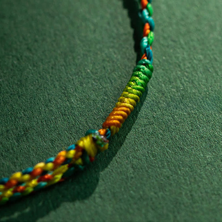 Buddha Stones Copper Coins Hand-Woven Red Multicolor String Luck Bracelet - image 13