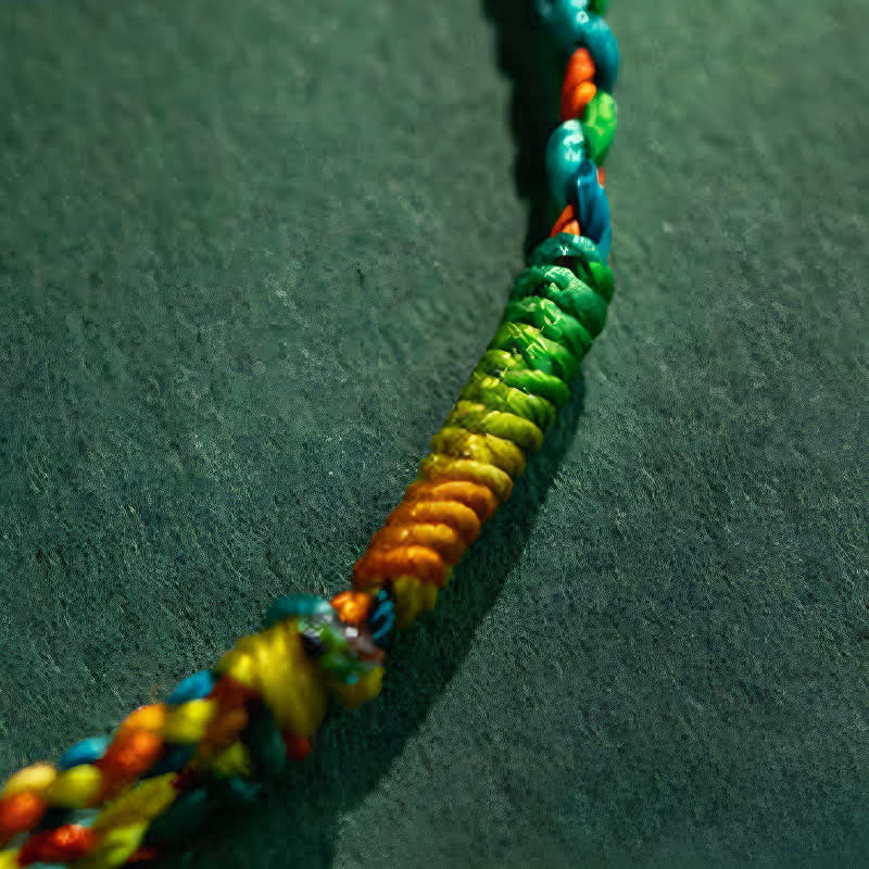 Buddha Stones Copper Coins Hand-Woven Red Multicolor String Luck Bracelet - image 14