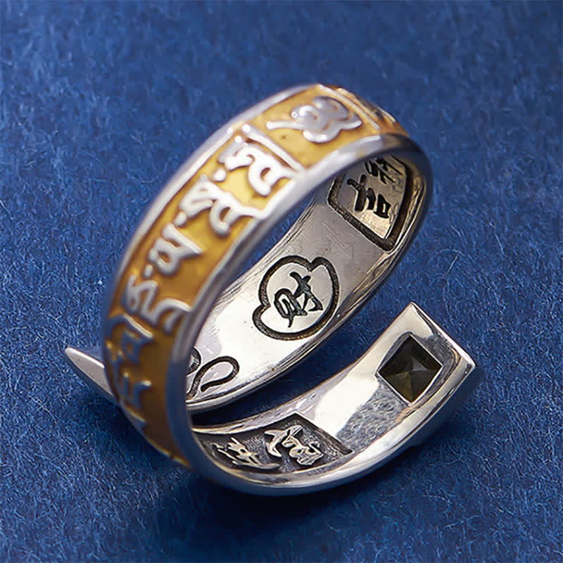 Buddha Stones Copper Om Mani Padme Hum Grounding Wisdom Tibetan Adjustable Ring - image 3